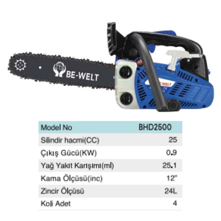 BHD 2500 BENZİNLİ AĞAÇ KESME MOTORU 25CC